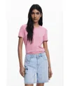 Desigual Rhinestone Embellished Stretch Cotton T-shirt In Purple