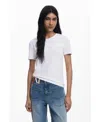 Desigual Women's "d" Strass T-shirt In White