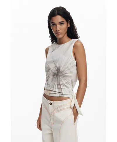 Desigual Women's Dandelion Tie T-shirt In White