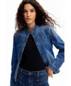 Desigual Denim Biker Jacket In Blue