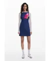 Desigual Mini Dress With Denim Effect In Medium Blue