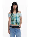 Desigual Women's Double-layer Effect T-shirt In Yellow