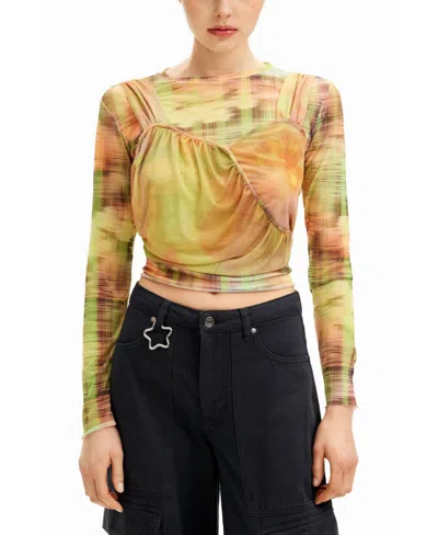 Desigual Women's Double Layer Knit T-shirt In Multi