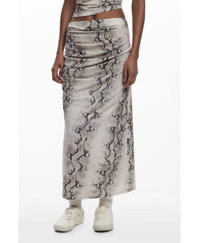 DESIGUAL WOMEN'S DRAPED ANIMAL SKIRT