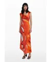 Desigual Women's Draped Long Dress In Orange