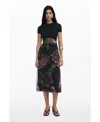 Desigual Mixed Media Midi Dress In Black