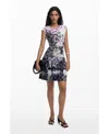 Desigual Mixed Print Tiered Dress In Multi