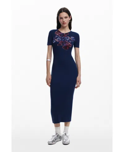 Desigual Women's Dress Designed By Mr. Christian Lacroix In Blue