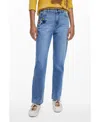 Desigual Women's Embroidered Flower Jeans In Blue