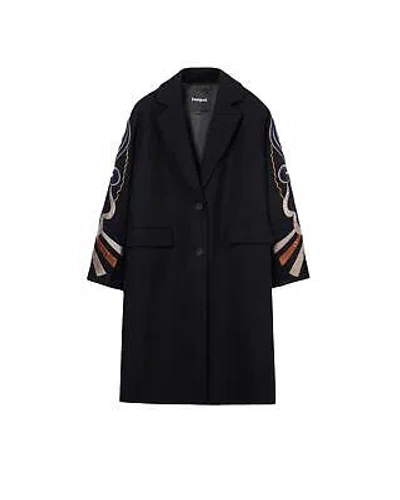 Pre-owned Desigual Women's Embroidered Sleeve Coat - Coats - Black -size M