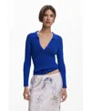 Desigual Rib V-neck Cardigan In Animal Print