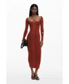 Desigual Variegated Rib Long Sleeve Knit Dress In Red