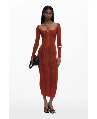 DESIGUAL WOMEN'S FITTED DRESS WITH A CROSSOVER NECKLINE