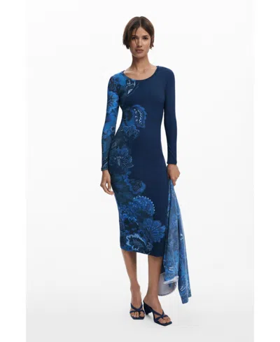 Desigual Women's Fitted Mandala Dress In Blue