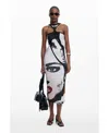 Desigual Women's Fitted Midi Dress Face In Black