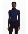 Desigual Fitted Rib Sweater In Blue