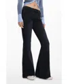 Desigual Frayed Low Rise Flare Jeans In Black