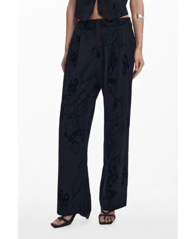 DESIGUAL WOMEN'S FLOCKED FLORAL PANTS