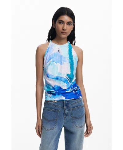Desigual Women's Floral Tank Top In Blue