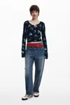 Desigual Fruit Sweater With Mock Neck In Black