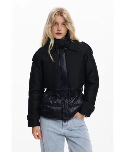 Desigual Hybrid Padded Jacket In Black