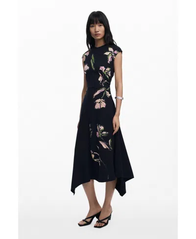 Desigual Women's Irregular Floral Dress In Black