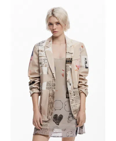 Desigual Women's Jacket Designed By Mr. Christian Lacroix In Beige