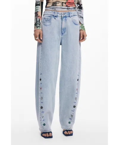 Desigual Women's Jeans With Buttons In Blue
