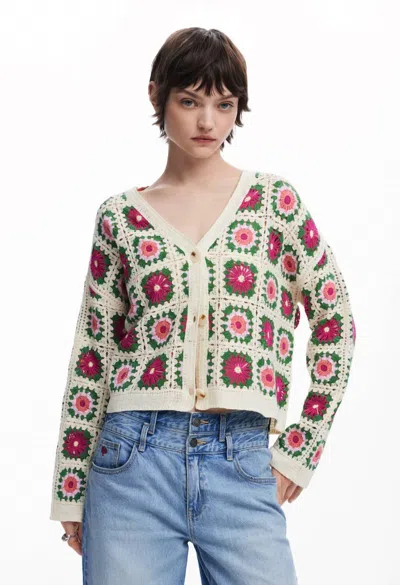 Desigual Women's Johanna Cardigan In Multi On Cream In Yellow