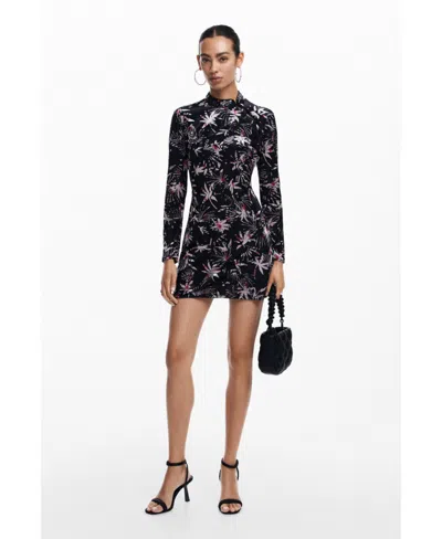 DESIGUAL WOMEN'S KIMONO NECK LEAF DRESS