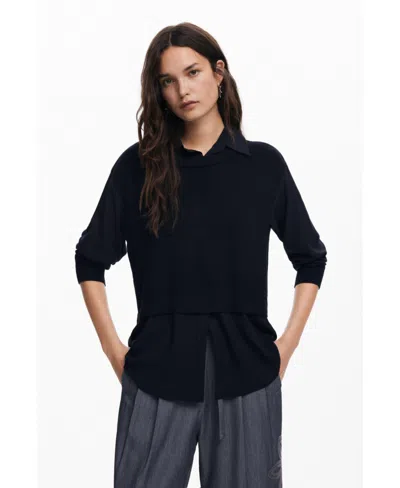 Desigual Women's Knitted Shirt In Black