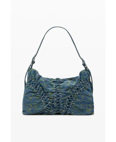 Desigual Women's Large Braided Denim Bag In Blue