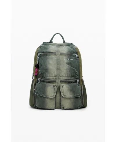 Desigual Women's Large Combined Denim Backpack In Green
