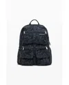 Desigual Large Embroidered Denim Backpack In Black