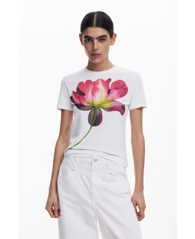 DESIGUAL WOMEN'S LARGE FLOWER T-SHIRT