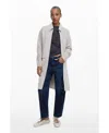 Desigual Mixed Media Longline Overcoat In White