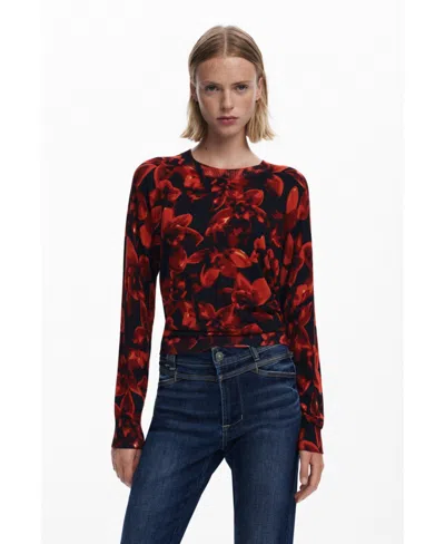 DESIGUAL WOMEN'S LIGHTWEIGHT FLORAL SWEATER