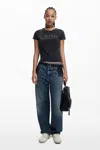 Desigual Bead Embellished Cotton Graphic T-shirt In Dark Gray