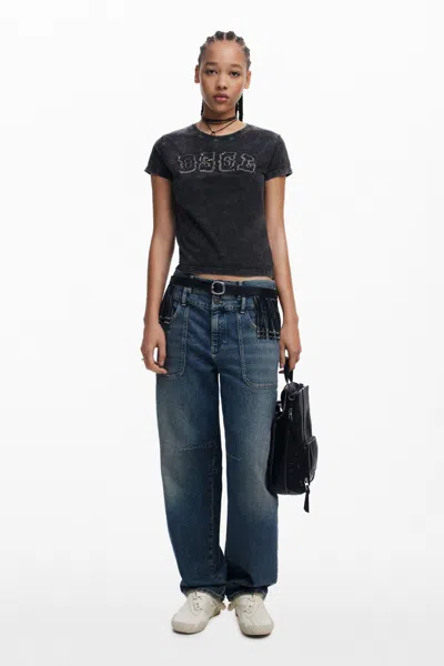 DESIGUAL WOMEN'S LOGO STUDDED SHIRT