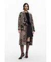 Desigual Long Patch Coat In Multi