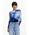 Desigual Women's Long Sleeve Kiss T-shirt In Dark Blue