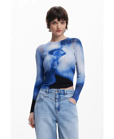 DESIGUAL WOMEN'S LONG SLEEVE KISS T-SHIRT