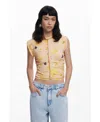 Desigual Floral Exposed Seam Top In Multi