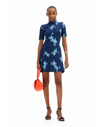 Desigual Women's M. Christian Lacroix Short Tiger Dress In Blue