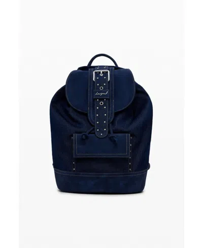 Desigual Women's Medium Convertible Denim Bucket Backpack In Blue