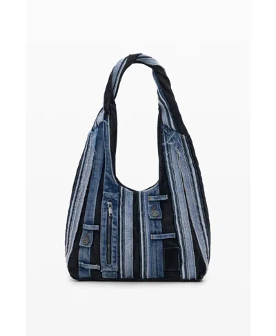 Desigual Women's Medium Oval Denim Patch Bag In Blue