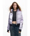 Desigual Metallic Quilted Coat In Pink
