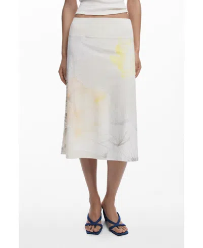 Desigual Women's Midi Skirt With Elastic Waistband In Gray