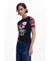 Desigual Minnie Mouse Stripe Sleeve Graphic T-shirt