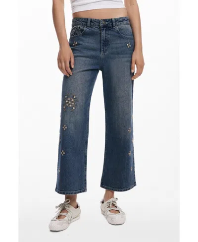 Desigual Women's Mirror Culotte Jeans In Blue